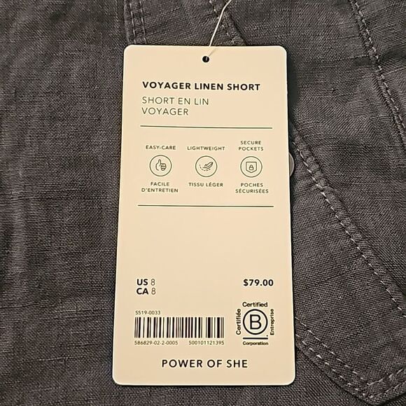 Athleta Voyager Linen Short, Size 8, Granite Blue, NWT - Picture 10 of 10